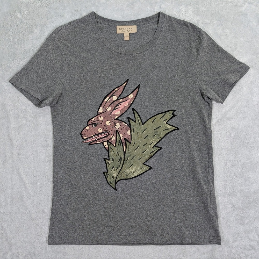 Burberry London England Monster Fox Tee Mens Small Gray Graphic T-Shirt
